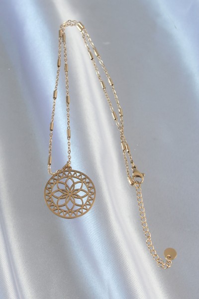 316l çelik Zincir Gold Renk Lotus Model Kolye 316l çelik Zincir Gold Renk Lotus Model Kolye