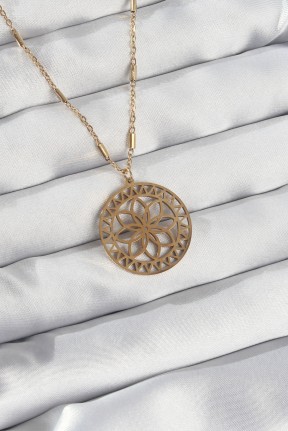 316l çelik Zincir Gold Renk Lotus Model Kolye 316l çelik Zincir Gold Renk Lotus Model Kolye