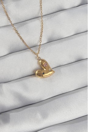 316l çelik Zincir Gold Renk Renkli Zirkon Taşlı Kalp Kolye 316l çelik Zincir Gold Renk Renkli Zirkon Taşlı Kalp Kolye