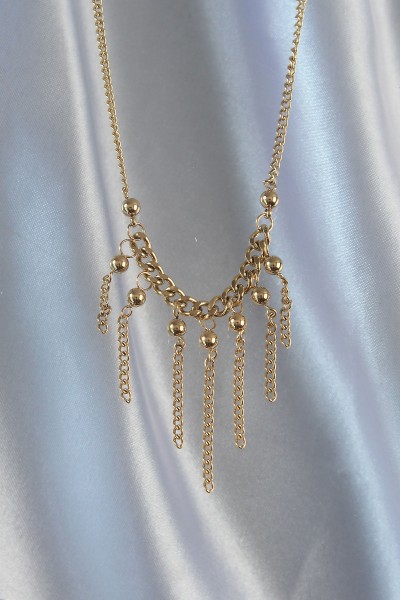 316l çelik Zincir Gold Renk Topçuk Detay Sallantılı Zincir Kolye 316l çelik Zincir Gold Renk Topçuk Detay Sallantılı Zincir Kolye