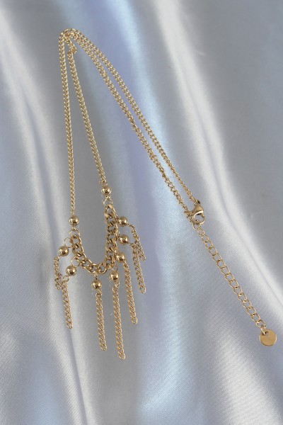 316l çelik Zincir Gold Renk Topçuk Detay Sallantılı Zincir Kolye 316l çelik Zincir Gold Renk Topçuk Detay Sallantılı Zincir Kolye