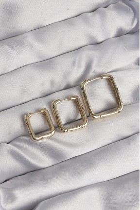 Pirinç Gold Renk Renkli Zirkon Taşlı Kare Model Küpe Seti Pirinç Gold Renk Renkli Zirkon Taşlı Kare Model Küpe Seti
