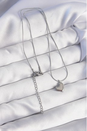 316l çelik Gümüş Renk Minimal Kalp Tasarımlı Kolye