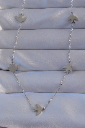 316l çelik Gümüş Renk Kuş Model Kolye