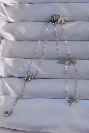 316l çelik Gümüş Renk Kuş Model Kolye