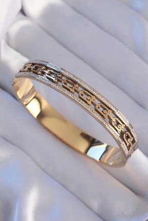316l çelik Gold Renk Zirkon Taşlı Model Kelepçe 316l çelik Gold Renk Zirkon Taşlı Model Kelepçe