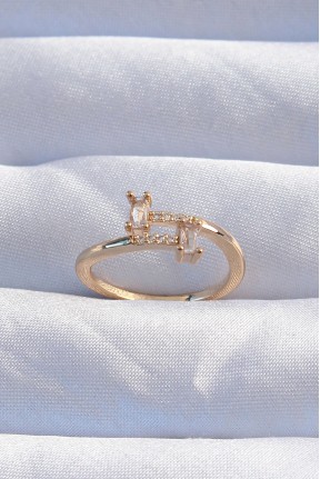 Pirinç Gold Renk Zirkon Taşlı Geometrik Ayarlanabilir Yüzük Pirinç Gold Renk Zirkon Taşlı Geometrik Ayarlanabilir Yüzük