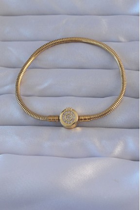 Pirinç Gold Renk Zirkon Taşlı Charm Bileklik Pirinç Gold Renk Zirkon Taşlı Charm Bileklik