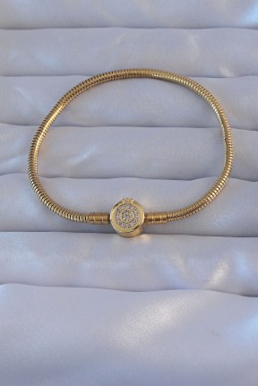 Pirinç Gold Renk Zirkon Taşlı Charm Bileklik Pirinç Gold Renk Zirkon Taşlı Charm Bileklik