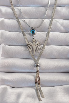 316l çelik Gümüş Renk Zirkon Taşlı Göz Detay Nazarlı Uzun Asansör Model Kolye 316l çelik Gümüş Renk Zirkon Taşlı Göz Detay Nazarlı Uzun Asansör Model Kolye