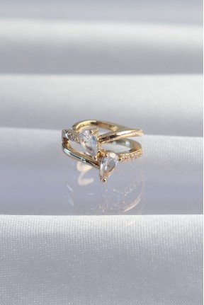 Pirinç Gold Renk Zirkon Taşlı Damla Earcuff Küpe Pirinç Gold Renk Zirkon Taşlı Damla Earcuff Küpe