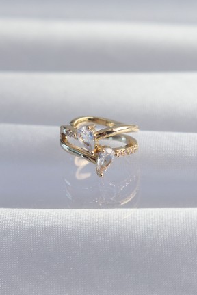 Pirinç Gold Renk Zirkon Taşlı Damla Earcuff Küpe Pirinç Gold Renk Zirkon Taşlı Damla Earcuff Küpe
