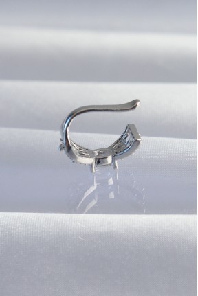 Pirinç Gümüş Renk Zirkon Taş Kaplama Earcuff Küpe Pirinç Gümüş Renk Zirkon Taş Kaplama Earcuff Küpe
