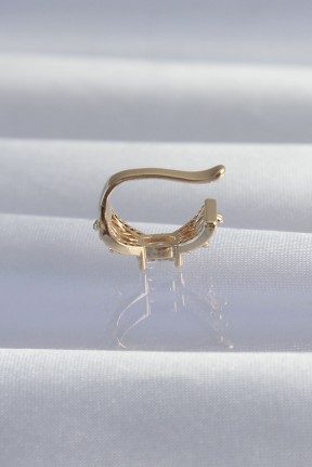 Pirinç Gold Renk Zirkon Taş Kaplama Earcuff Küpe Pirinç Gold Renk Zirkon Taş Kaplama Earcuff Küpe