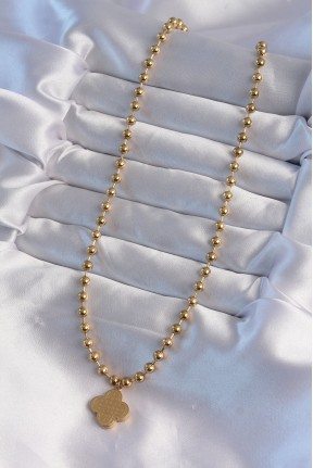 316l çelik Top Zincirli Gold Renk İşlemeli Yonca Model Kolye 316l çelik Top Zincirli Gold Renk İşlemeli Yonca Model Kolye