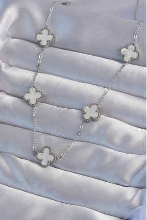 316l çelik Gümüş Renk Beyaz Sedefli Yonca Kolye 316l çelik Gümüş Renk Beyaz Sedefli Yonca Kolye