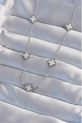 316l çelik Gümüş Renk Minimal Beyaz Sedefli Yonca Kolye 316l çelik Gümüş Renk Minimal Beyaz Sedefli Yonca Kolye