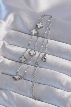 316l çelik Gümüş Renk Minimal Beyaz Sedefli Yonca Kolye 316l çelik Gümüş Renk Minimal Beyaz Sedefli Yonca Kolye