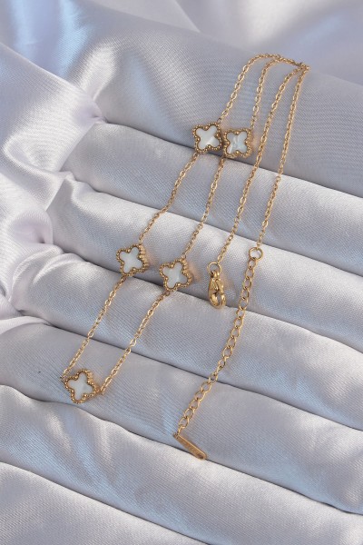 316l çelik Gold Renk Minimal Beyaz Sedefli Yonca Kolye 316l çelik Gold Renk Minimal Beyaz Sedefli Yonca Kolye