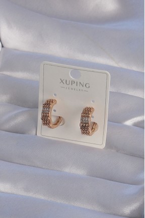 Xupi̇ng Rose Renk Zirkon Taşlı İşlemeli Halka Küpe Xupi̇ng Rose Renk Zirkon Taşlı İşlemeli Halka Küpe