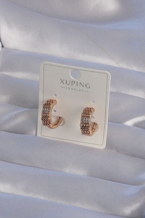 Xupi̇ng Rose Renk Zirkon Taşlı İşlemeli Halka Küpe Xupi̇ng Rose Renk Zirkon Taşlı İşlemeli Halka Küpe
