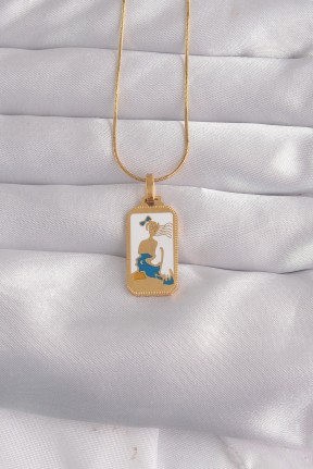 316l çelik Gold Renk Beyaz Mineli Kız Figür Tarot Kolye 316l çelik Gold Renk Beyaz Mineli Kız Figür Tarot Kolye