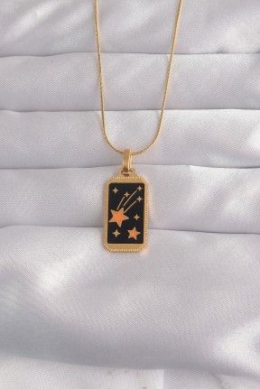 316l çelik Gold Renk Siyah Mineli Yıldız Figür Tarot Kolye 316l çelik Gold Renk Siyah Mineli Yıldız Figür Tarot Kolye