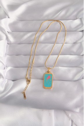 316l çelik Gold Renk Mavi Mineli Tarot Kolye 316l çelik Gold Renk Mavi Mineli Tarot Kolye