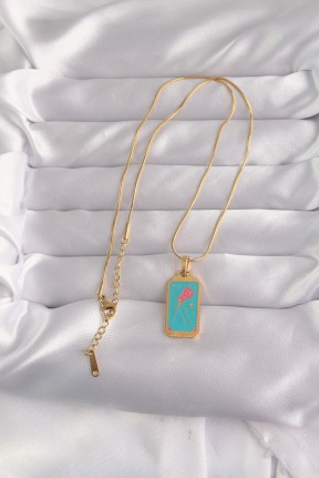 316l çelik Gold Renk Mavi Mineli Tarot Kolye 316l çelik Gold Renk Mavi Mineli Tarot Kolye