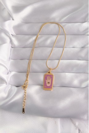 316l çelik Gold Renk Mor Mineli El Figür Tarot Kolye 316l çelik Gold Renk Mor Mineli El Figür Tarot Kolye