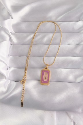 316l çelik Gold Renk Mor Mineli El Figür Tarot Kolye 316l çelik Gold Renk Mor Mineli El Figür Tarot Kolye