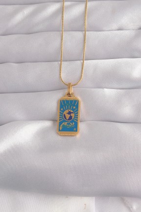 316l çelik Gold Renk Mavi Mineli El Figür Tarot Kolye 316l çelik Gold Renk Mavi Mineli El Figür Tarot Kolye