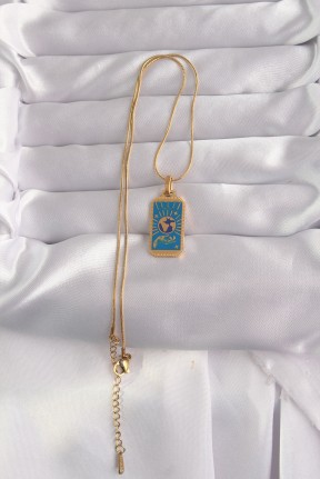 316l çelik Gold Renk Mavi Mineli El Figür Tarot Kolye 316l çelik Gold Renk Mavi Mineli El Figür Tarot Kolye