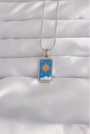 316l çelik Gümüş Renk Mavi Mineli Güneş Model Tarot Kolye 316l çelik Gümüş Renk Mavi Mineli Güneş Model Tarot Kolye
