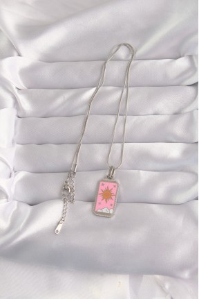 316l çelik Gümüş Renk Pembe Mineli Güneş Model Tarot Kolye 316l çelik Gümüş Renk Pembe Mineli Güneş Model Tarot Kolye