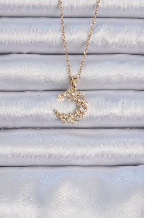 316l çelik Zincir Altın Renk Zirkon Taşlı Ay Kolye 316l çelik Zincir Altın Renk Zirkon Taşlı Ay Kolye