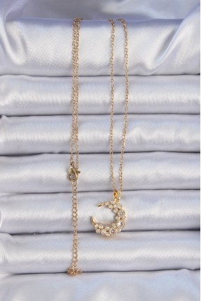 316l çelik Zincir Altın Renk Zirkon Taşlı Ay Kolye 316l çelik Zincir Altın Renk Zirkon Taşlı Ay Kolye