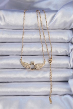 316l çelik Zincir Altın Renk Kanatlı Tektaş Kolye 316l çelik Zincir Altın Renk Kanatlı Tektaş Kolye