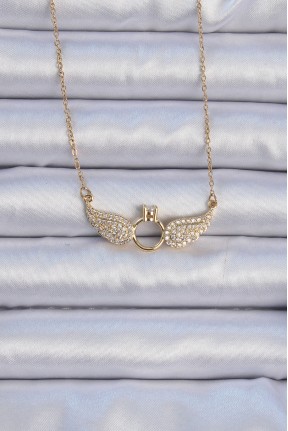 316l çelik Zincir Altın Renk Kanatlı Tektaş Kolye 316l çelik Zincir Altın Renk Kanatlı Tektaş Kolye