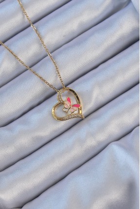 316l çelik Zincir Altın Renk Mineli Kelebek Figür Zirkon Taşlı Kalp Kolye 316l çelik Zincir Altın Renk Mineli Kelebek Figür Zirkon Taşlı Kalp Kolye
