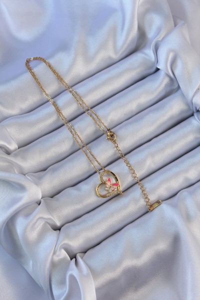 316l çelik Zincir Altın Renk Mineli Kelebek Figür Zirkon Taşlı Kalp Kolye 316l çelik Zincir Altın Renk Mineli Kelebek Figür Zirkon Taşlı Kalp Kolye