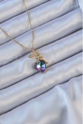 316l çelik Zincir Altın Renk Mor Mavi Renk Zirkon Taşlı Kalp Detay Peri Kolye 316l çelik Zincir Altın Renk Mor Mavi Renk Zirkon Taşlı Kalp Detay Peri Kolye