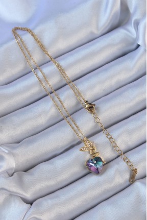316l çelik Zincir Altın Renk Mor Mavi Renk Zirkon Taşlı Kalp Detay Peri Kolye 316l çelik Zincir Altın Renk Mor Mavi Renk Zirkon Taşlı Kalp Detay Peri Kolye