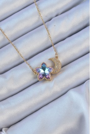 316l çelik Zincir Altın Renk Ay Tasarımlı Renkli Zirkon Taşlı çiçek Kolye 316l çelik Zincir Altın Renk Ay Tasarımlı Renkli Zirkon Taşlı çiçek Kolye