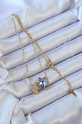 316l çelik Zincir Altın Renk Ay Tasarımlı Renkli Zirkon Taşlı çiçek Kolye 316l çelik Zincir Altın Renk Ay Tasarımlı Renkli Zirkon Taşlı çiçek Kolye