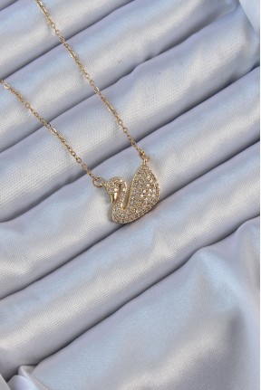 316l çelik Zincir Altın Renk Zirkon Taşlı Kuğu Kolye 316l çelik Zincir Altın Renk Zirkon Taşlı Kuğu Kolye