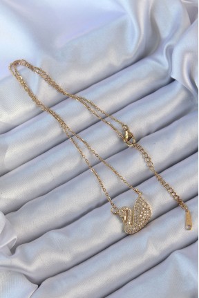 316l çelik Zincir Altın Renk Zirkon Taşlı Kuğu Kolye 316l çelik Zincir Altın Renk Zirkon Taşlı Kuğu Kolye