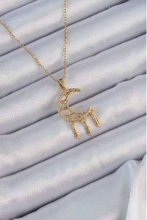 316l çelik Zincir Altın Renk İşlemeli Zirkon Taşlı Ay Kolye 316l çelik Zincir Altın Renk İşlemeli Zirkon Taşlı Ay Kolye