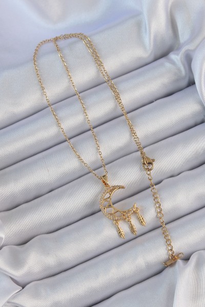 316l çelik Zincir Altın Renk İşlemeli Zirkon Taşlı Ay Kolye 316l çelik Zincir Altın Renk İşlemeli Zirkon Taşlı Ay Kolye