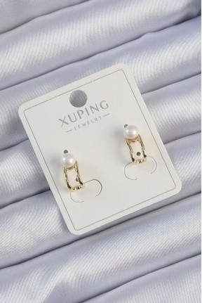 Xuping Gold Renk İnci Taşlı Halka Küpe Xuping Gold Renk İnci Taşlı Halka Küpe